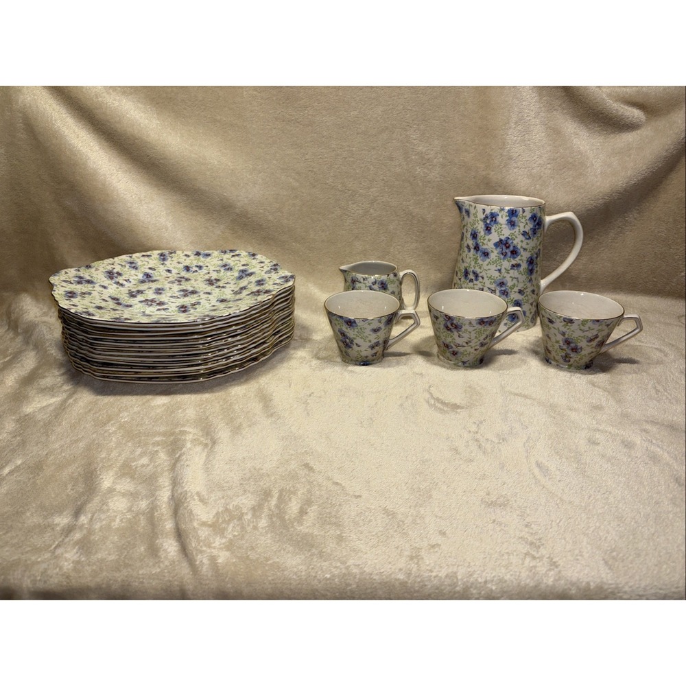 Vintage Lord Nelson Ware England Pansy 2207 Chintz Open Lot Of 17 Pieces